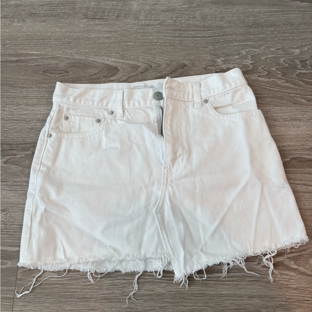 White Denim Mini Skirt